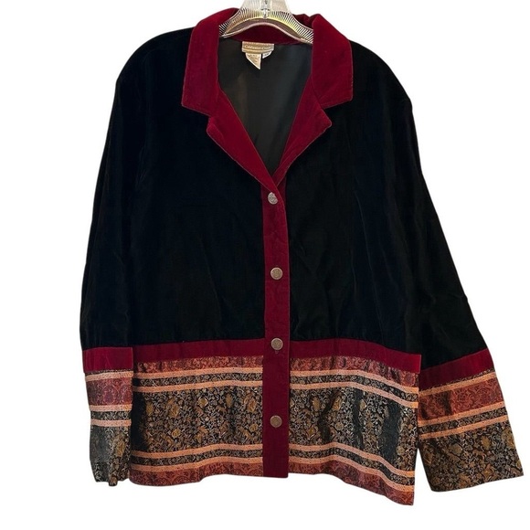 Coldwater Creek 1X Black Velvet Jacket Tapestry Classic Caeer Art to Wear - Picture 1 of 8
